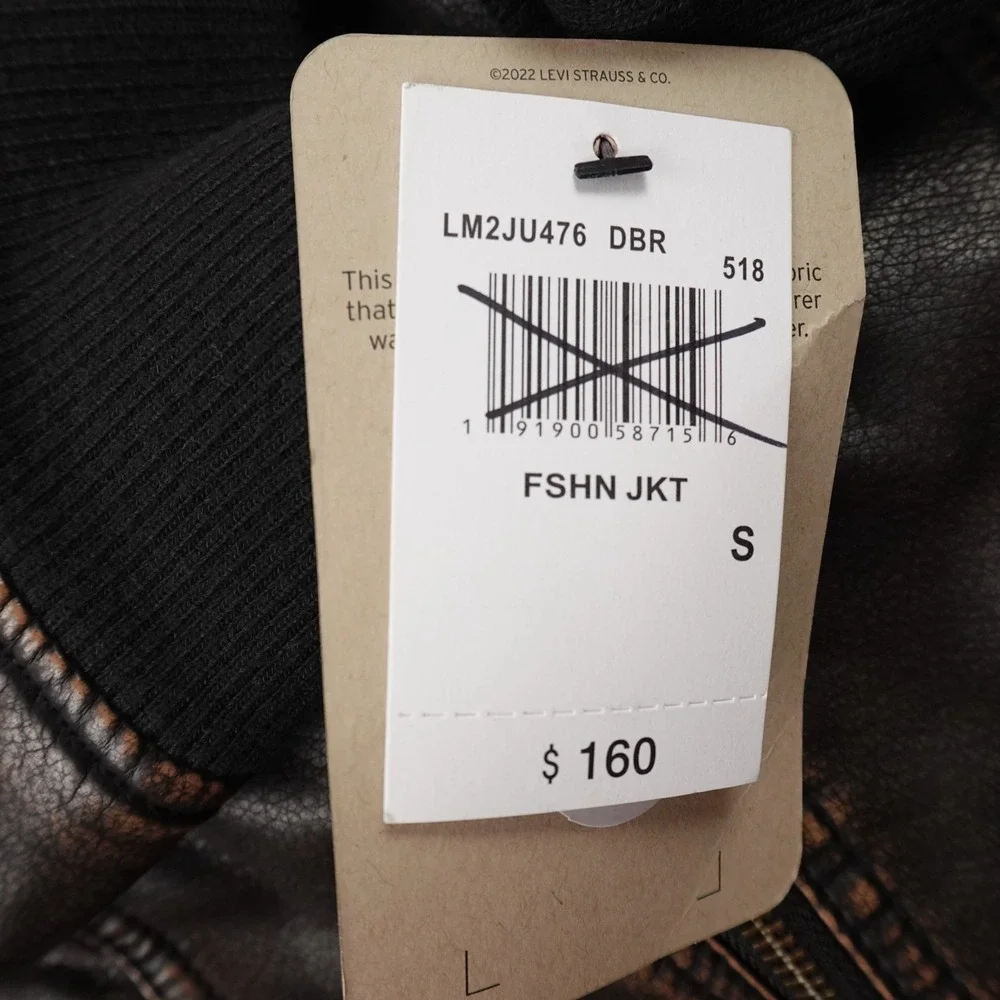 NEW Levis Jacket Mens S Brown Sherpa Lined‎ Faux Leather Trucker Bomber Coat Zip